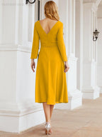 Vestido de dama de honor con escote en V y cinturón para madre de la novia, invitada de boda SY28031 