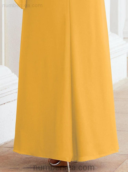 Sunnderly Formal Party Gown Dress Long Mother of The Bride Dresses with Ruffle Cape SY28026