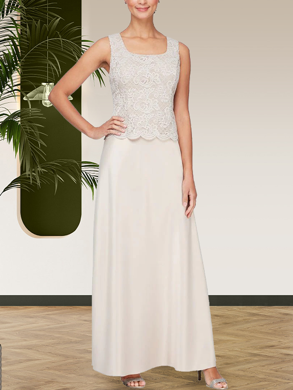 Jackenkleid aus Glitzerspitze und Satinrock mit offener Jacke