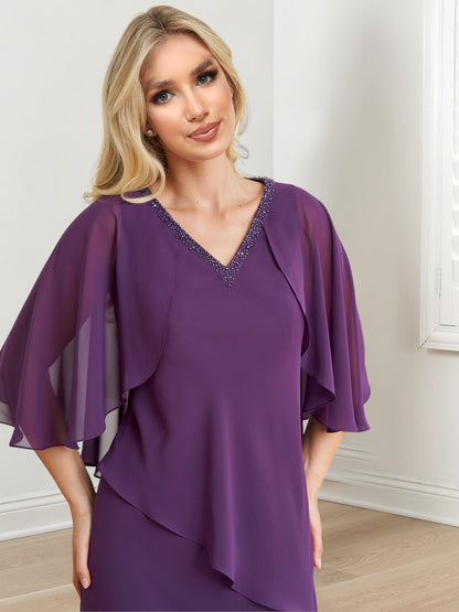 Vestidos de madre de la novia de corte A/princesa, escote en V y largo hasta el suelo