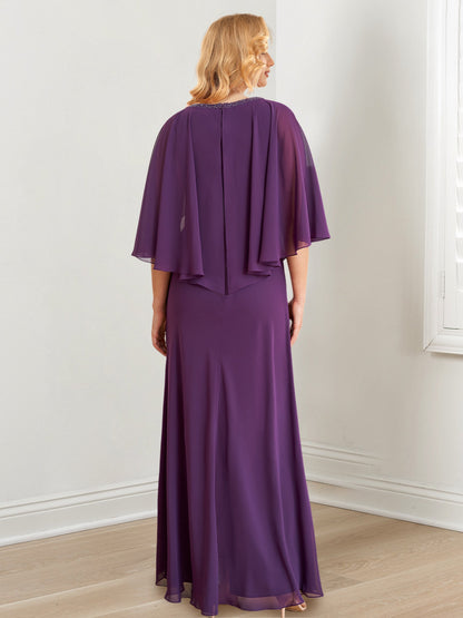 Vestidos de madre de la novia de corte A/princesa, escote en V y largo hasta el suelo