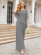 Vestido formal de fiesta Sunnderly, largo, para madre de la novia, con capa con volantes, SY28026 