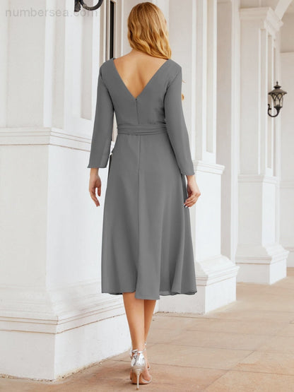 Brautjungfernkleid mit V-Rücken und Taillengürtel für die Mutter der Braut, Hochzeitsgäste, SY28031 