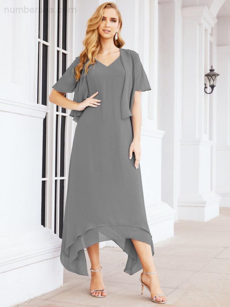 Vestido formal de fiesta Sunnderly de dos piezas, corte A, para madre de la novia, SY28073 