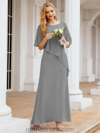 Vestido formal de fiesta Sunnderly, largo, para madre de la novia, con capa con volantes, SY28026 