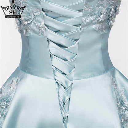 En oferta, sin devolución ni reembolso, los más nuevos vestidos de noche cortos sin tirantes, sexys, con apliques de satén, formales, para fiesta de noche, HA2076 