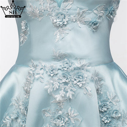 En oferta, sin devolución ni reembolso, los más nuevos vestidos de noche cortos sin tirantes, sexys, con apliques de satén, formales, para fiesta de noche, HA2076 