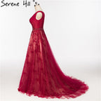 Zum Verkauf Keine Rückgabe Keine Rückerstattung Weinrot Kristall Tüll Abendkleider Neueste Ärmelloses Brautkleid Formale Abendgesellschaft Robe De Soiree HA2082 