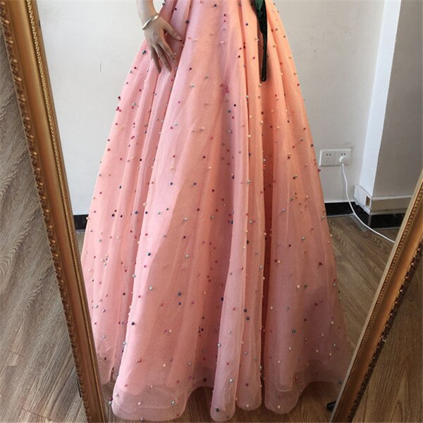 2025 schwarz Schatz Sexy Tüll Prom Kleider Neueste Diamant Perlen Off Schulter Mode Abendkleider LA6347