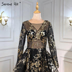 En oferta, sin devolución ni reembolso, 2025, vestidos de noche negros con escote en V, de moda, nuevos, con lentejuelas, sin mangas, brillantes, vestidos de noche de lujo LA6552 