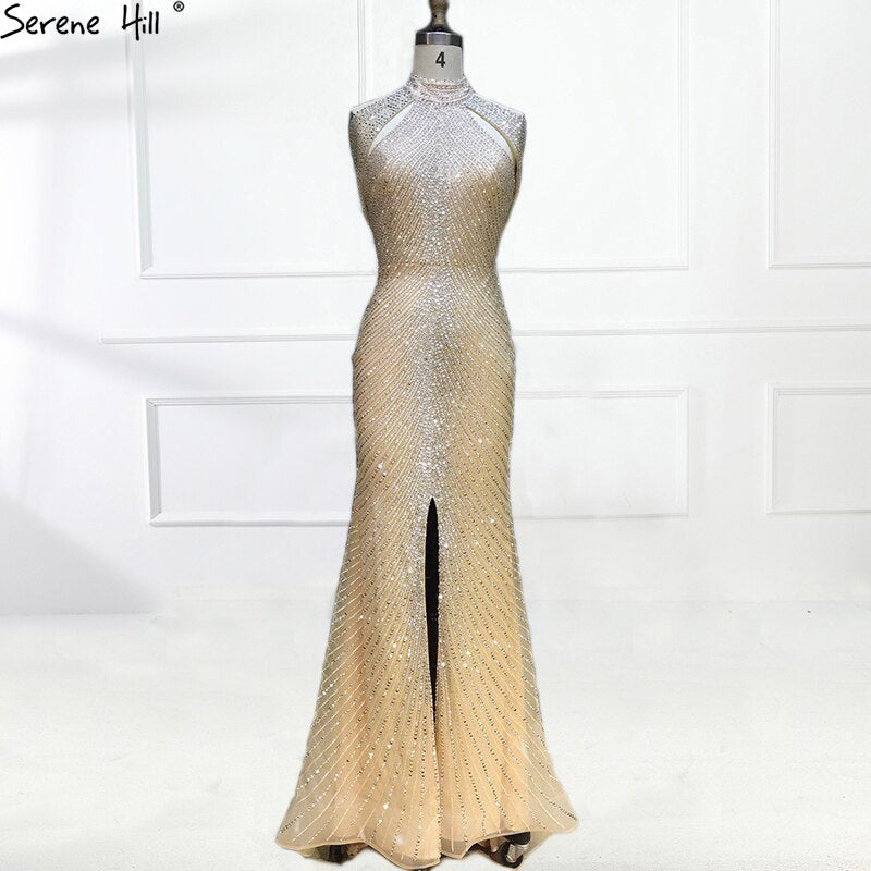 On Sale no return no refund2025 Fashion  New Mermaid Evening Dresses Luxury Beading Sequined Sleeveless Formal Evening Gowns Real Photo LA6557