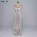 En oferta, sin devolución ni reembolso. Oferta 2025. Borlas con cuentas. Últimos diseños de vestidos de noche. Sin mangas. Moda sexy. Vestido de noche de sirena con lentejuelas. Foto real LA6378. 