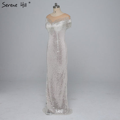 En oferta, sin devolución ni reembolso. Oferta 2025. Borlas con cuentas. Últimos diseños de vestidos de noche. Sin mangas. Moda sexy. Vestido de noche de sirena con lentejuelas. Foto real LA6378. 