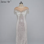 En oferta, sin devolución ni reembolso. Oferta 2025. Borlas con cuentas. Últimos diseños de vestidos de noche. Sin mangas. Moda sexy. Vestido de noche de sirena con lentejuelas. Foto real LA6378. 