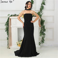 Im Angebot, keine Rückgabe, keine Rückerstattung. Verkauf 2025. Schwarze sexy Ballkleider, Neckholder, einfaches Jersey, formelle Abendkleider, lang, LA6688 