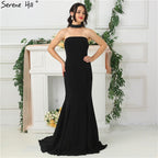 Im Angebot, keine Rückgabe, keine Rückerstattung. Verkauf 2025. Schwarze sexy Ballkleider, Neckholder, einfaches Jersey, formelle Abendkleider, lang, LA6688 