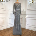 En oferta, sin devolución ni reembolso. Venta 2025. Vestidos de noche de sirena con cuentas de lujo de alta gama. Los más nuevos vestidos de noche sexis de moda con mangas largas. Foto real LA6405. 
