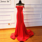 En oferta, sin devolución ni reembolso, 2025, elegante vestido de noche de sirena a la moda, nuevo, con hombros descubiertos, sexy, sencillo, formal, LA6510 
