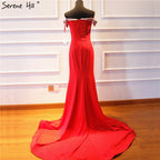 En oferta, sin devolución ni reembolso, 2025, elegante vestido de noche de sirena a la moda, nuevo, con hombros descubiertos, sexy, sencillo, formal, LA6510 