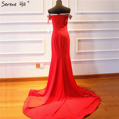 En oferta, sin devolución ni reembolso, 2025, elegante vestido de noche de sirena a la moda, nuevo, con hombros descubiertos, sexy, sencillo, formal, LA6510 