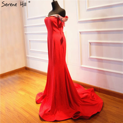 En oferta, sin devolución ni reembolso, 2025, elegante vestido de noche de sirena a la moda, nuevo, con hombros descubiertos, sexy, sencillo, formal, LA6510 