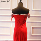 En oferta, sin devolución ni reembolso, 2025, elegante vestido de noche de sirena a la moda, nuevo, con hombros descubiertos, sexy, sencillo, formal, LA6510 