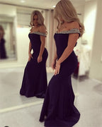 En oferta, sin devolución ni reembolso, 2025, elegante vestido de noche de sirena a la moda, nuevo, con hombros descubiertos, sexy, sencillo, formal, LA6510 