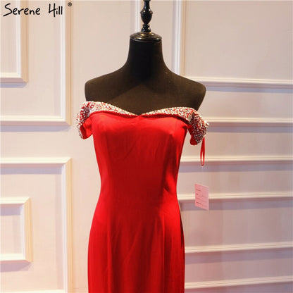 En oferta, sin devolución ni reembolso, 2025, elegante vestido de noche de sirena a la moda, nuevo, con hombros descubiertos, sexy, sencillo, formal, LA6510 