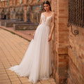 Modern Pearls Chain Wedding Dresses Tulle Appliqued Lace Engagement Bridal Party Bride Gowns Robes De Mariée Custom Made-payinti