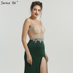 On Sale no return no refund Sale 2025 Newest Green Sleeveless Mermaid Evening Dresses Fashion Diamond Beading Sexy Evening Gowns LA6592