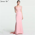 On Sale no return no refund Sale 2025 Off Shoulder Fashion Mermaid Evening Gowns Sleeveless Sexy Elegant Chiffon Evening Dress LA6115