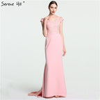 On Sale no return no refund Sale 2025 Off Shoulder Fashion Mermaid Evening Gowns Sleeveless Sexy Elegant Chiffon Evening Dress LA6115