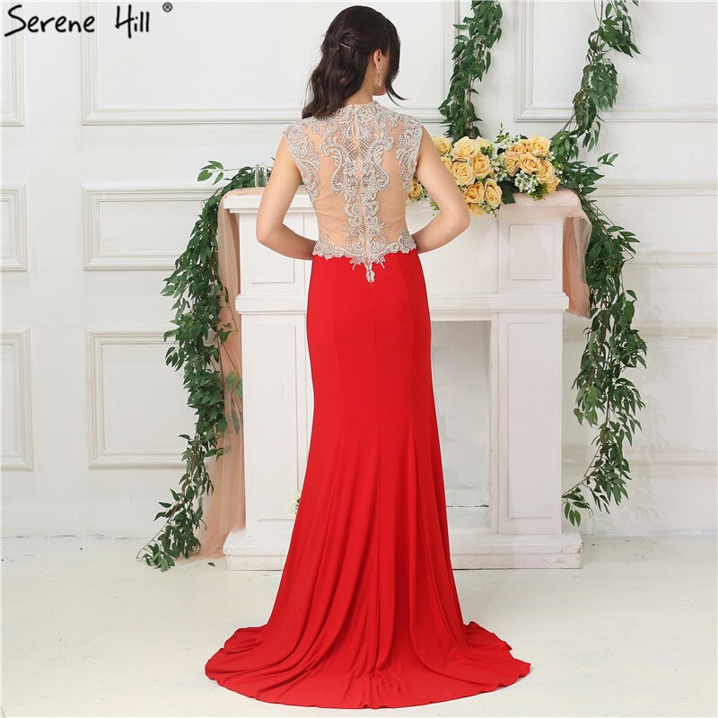 En oferta, sin devolución ni reembolso. Oferta 2025. Vestidos de noche rojos con escote en V profundo, sexys, con cuentas, sin mangas, para novias, vestidos de noche para brindar LA6680. 