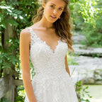 Vestido De Noiva A-Line V Neck Wedding Dress Top Lace Appliques Bridal Dress Custom Made Wedding Gown Sweep Train-payinti