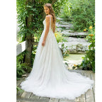 Vestido De Noiva A-Line V Neck Wedding Dress Top Lace Appliques Bridal Dress Custom Made Wedding Gown Sweep Train-payinti