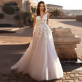 Wedding Dresses Beach Wedding Women Sexy V Large Decal 3D Flower Tulle Sleeveless Bridal Gowns Vestido De Novia Robe Mariée-payinti