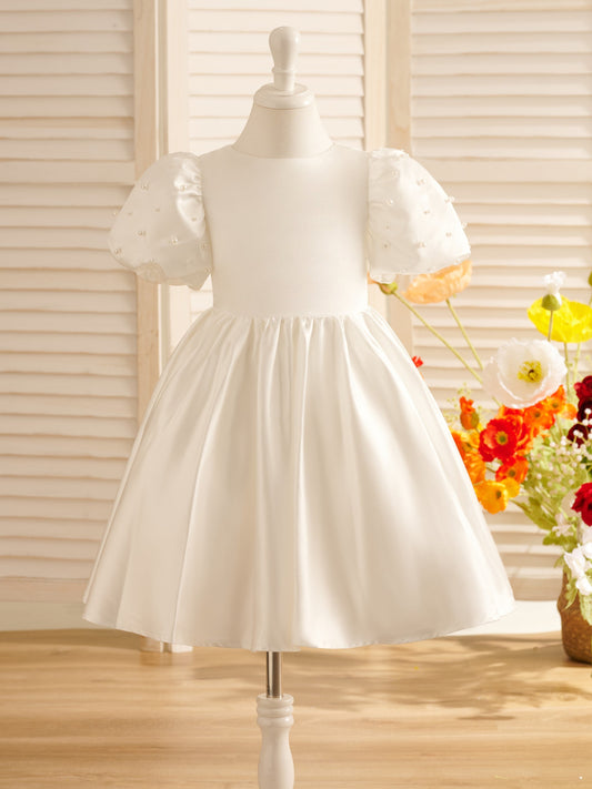 Duchesse-Linie/Princess-Linie Satin Knielang Blumenmädchenkleid 