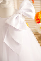Vestido de tul con lazo grande y corte A hasta la rodilla para niña pequeña