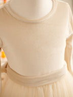 Knöchellanges Winter-Blumenmädchenkleid aus Samt 