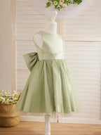 Duchesse-Linie/Princess-Linie Satin Tüll Knielang Blumenmädchenkleid 