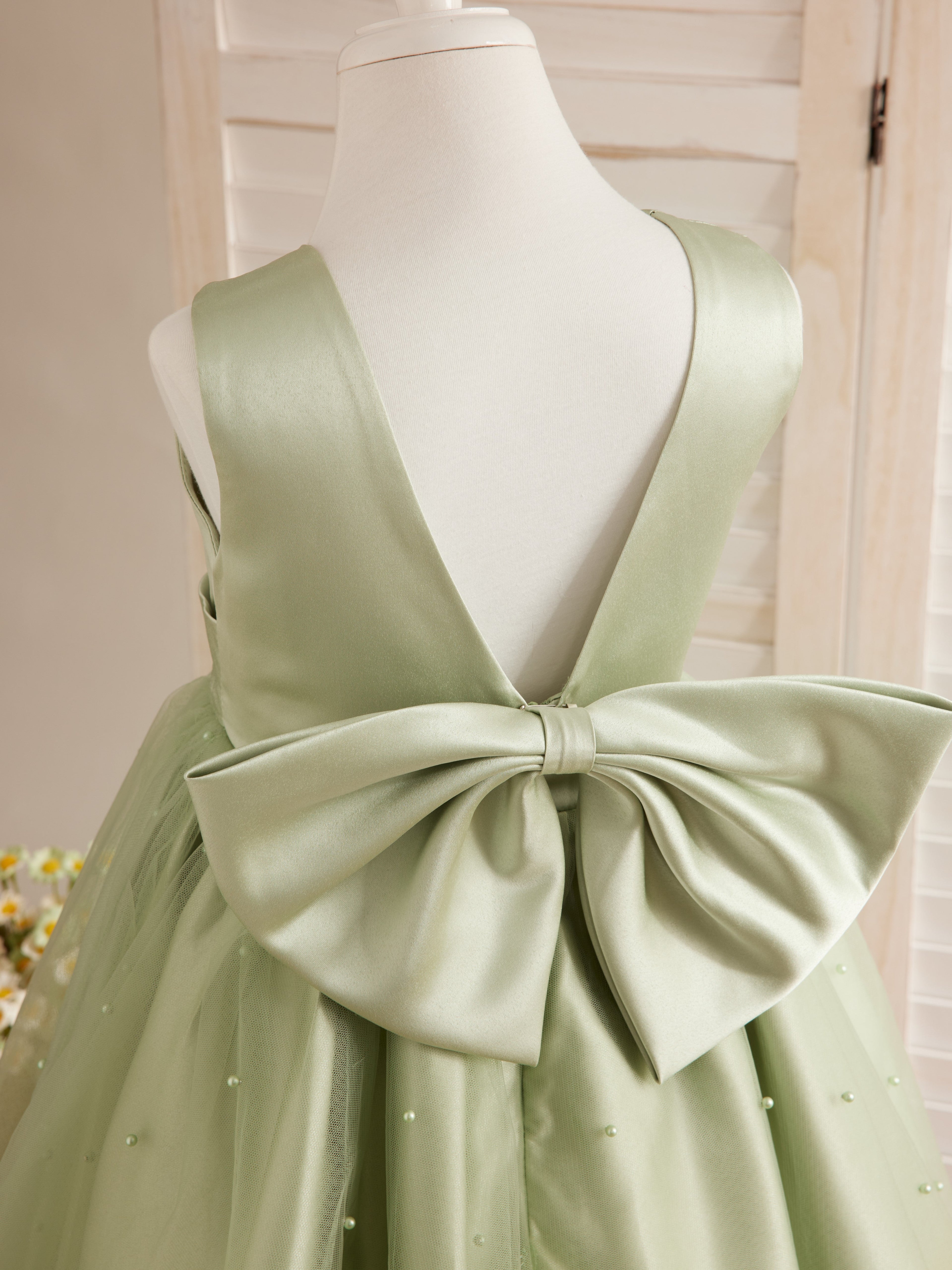 Duchesse-Linie/Princess-Linie Satin Tüll Knielang Blumenmädchenkleid 