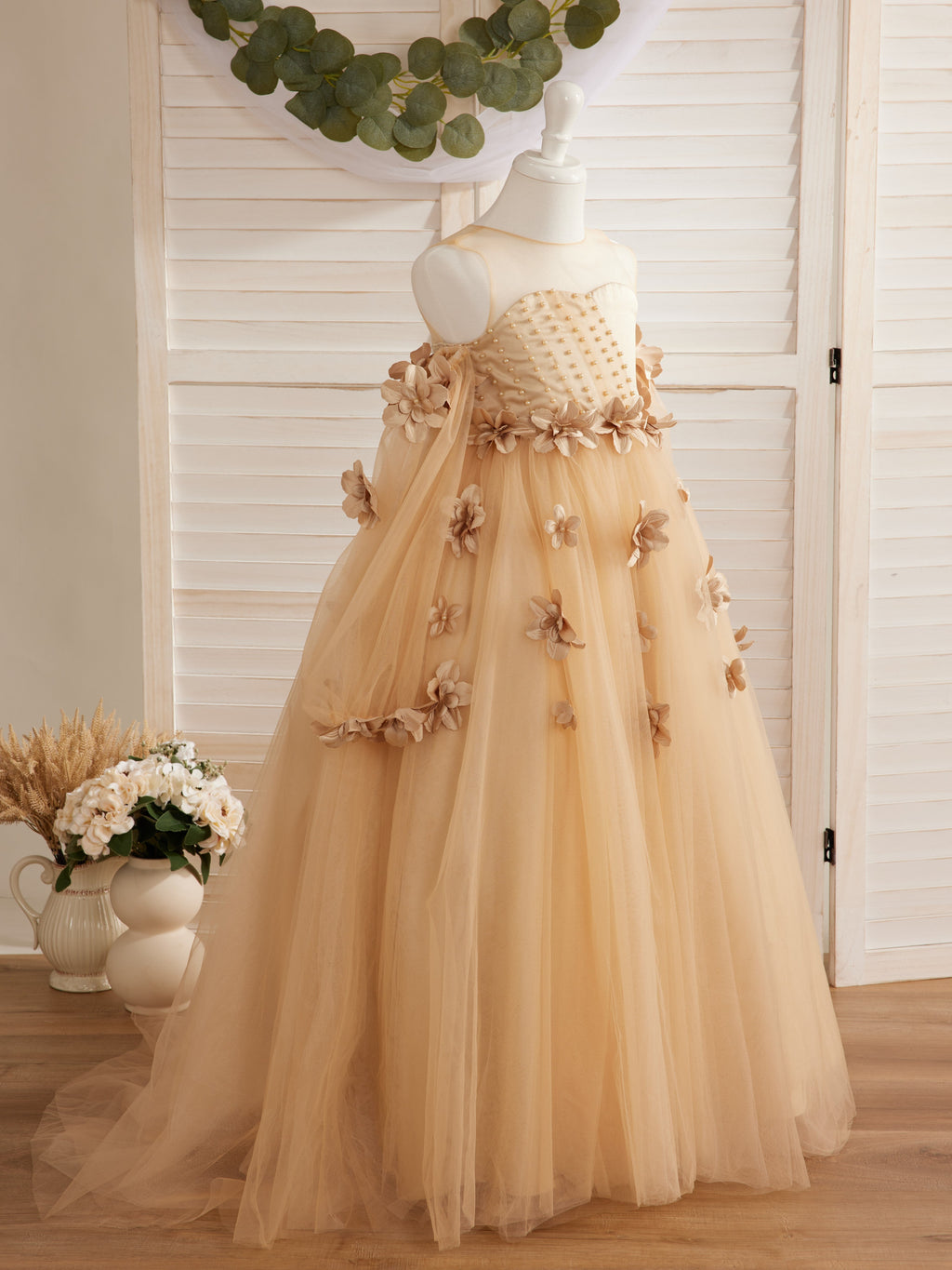 Vestidos de niña de las flores con vestido de princesa y flores en 3D