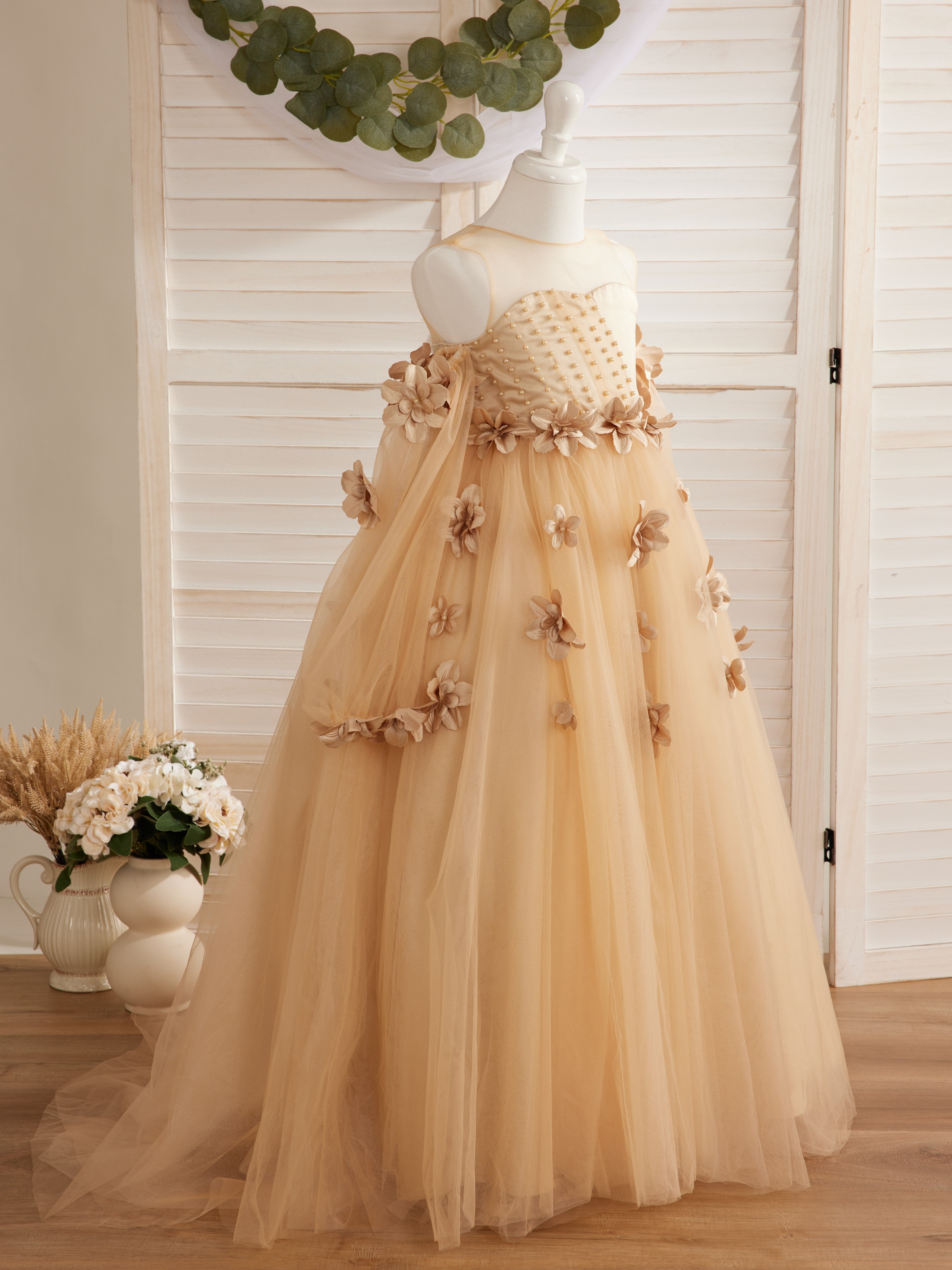 Vestidos de niña de las flores con vestido de princesa y flores en 3D