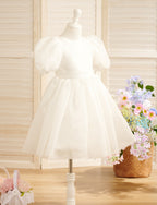 Ballkleid/Princess-Linie Organza Knielang Erstkommunion Blumenmädchenkleid 