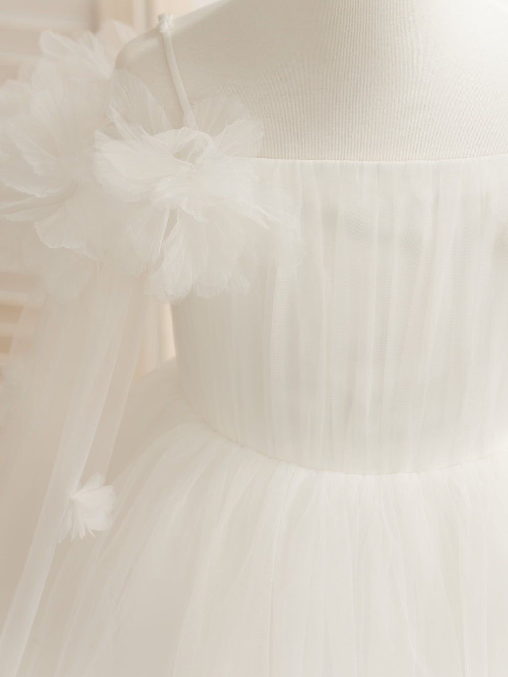 Duchesse-Linie/Princess-Linie Satin Tüll Wadenlang Elfenbein Blumenmädchenkleid 