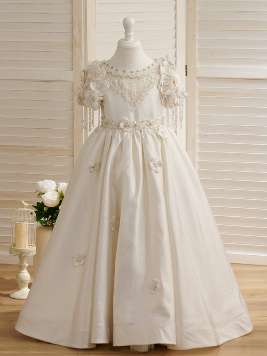 Vestido de gala/princesa hasta el suelo para primera comunión de niña de las flores