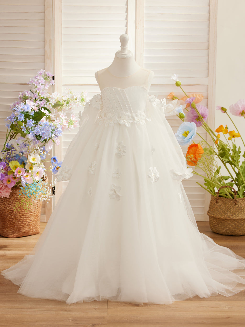 Vestidos de niña de las flores con vestido de princesa y flores en 3D