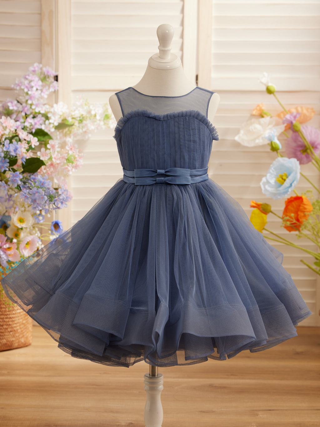 Vestido de fiesta/princesa de tul hasta la rodilla para niña de las flores