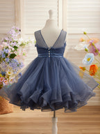 Vestido de fiesta/princesa de tul hasta la rodilla para niña de las flores