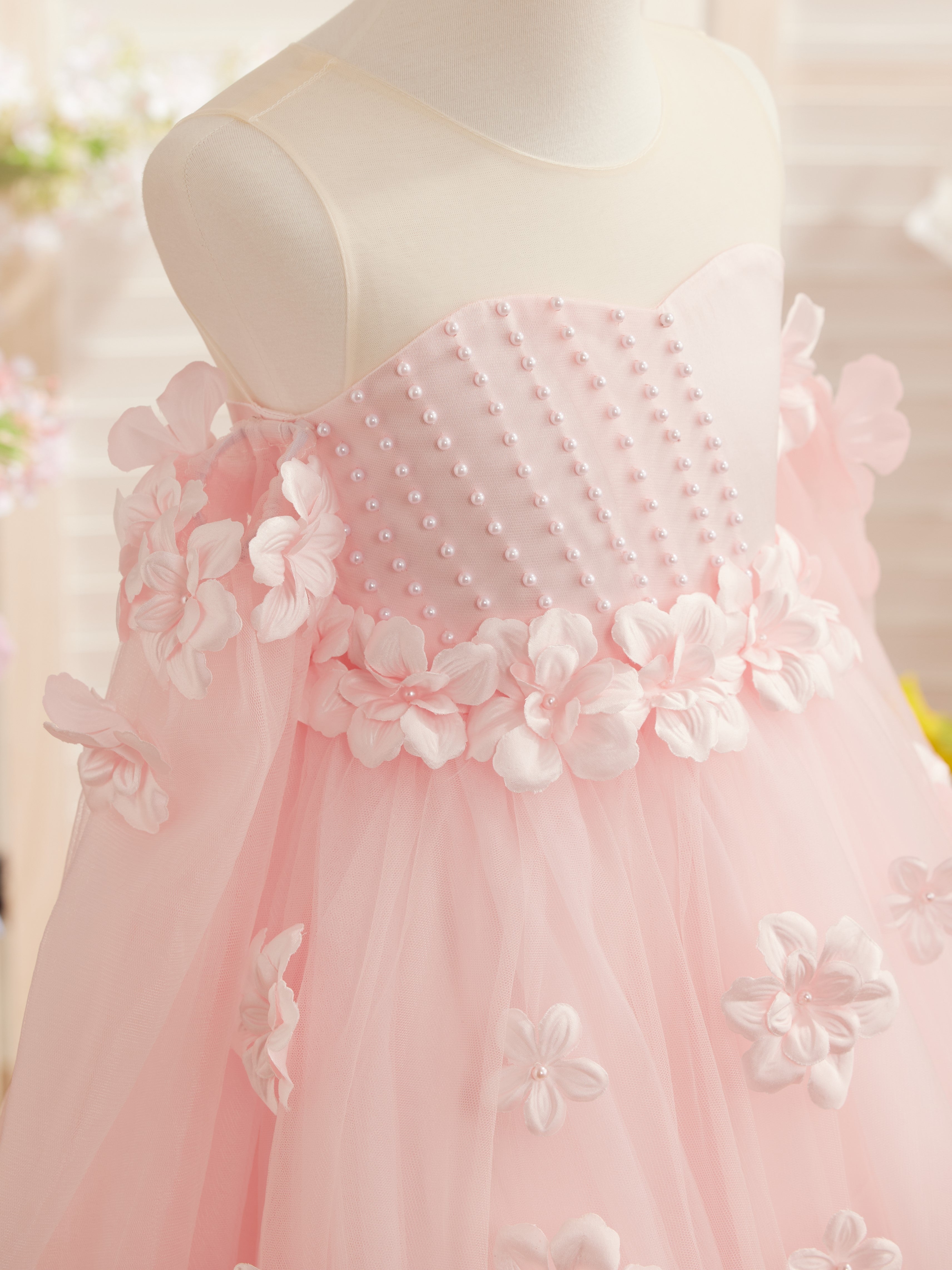 Vestidos de niña de las flores con vestido de princesa y flores en 3D